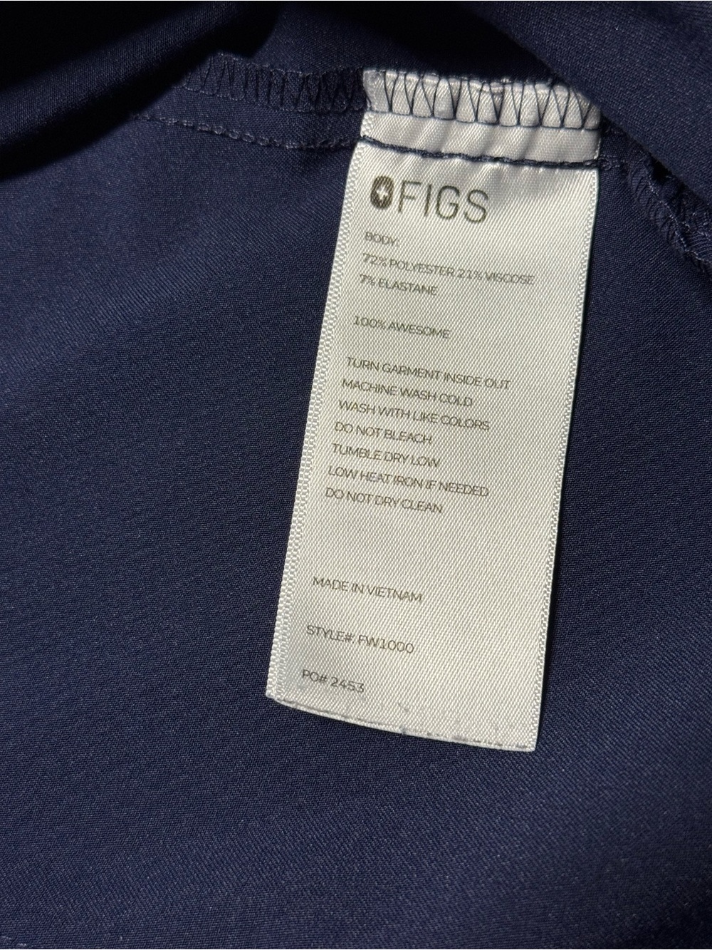 FIGS Technical Collection Scrub Top Uniform in Navy Blue - Picture 3 of 5